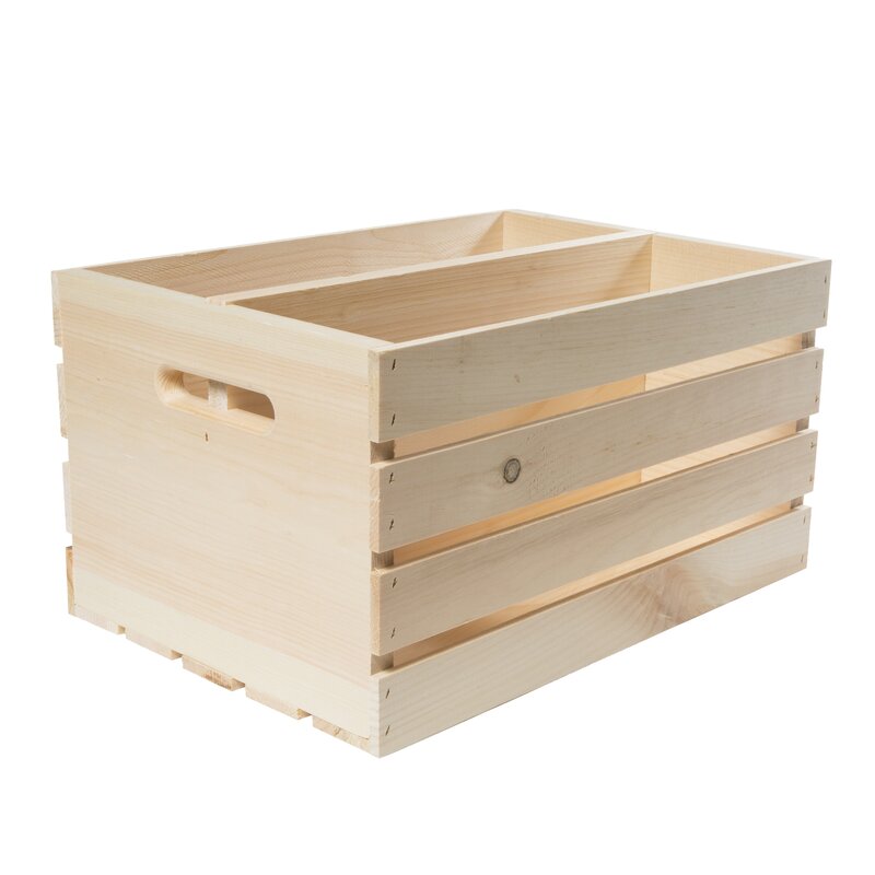 Crates And Pallet Divided Solid Wood Crate And Reviews Wayfair